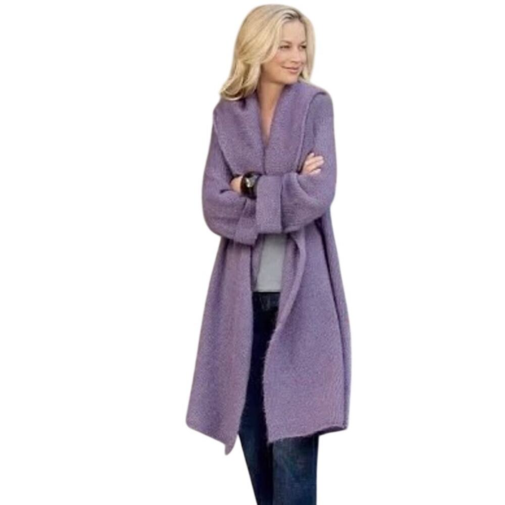 Soft Surroundings Telluride Purple Mohair Wool Blend Cardigan Sweater Duster